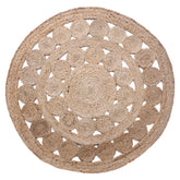 Kuber Industries Hand Woven Carpet Rugs|Natural Stitch Braided Jute Door mat|Multi Circle Border Shape Mat for Bedroom,Living Room,Dining Room,Yoga,91x91 cm,(Brown)